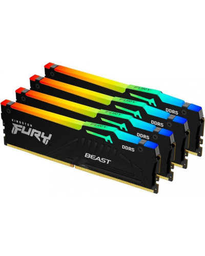 Пам'ять для настільних комп'ютерів Kingston FURY 128 GB (4x32GB) DDR5 5600 MHz Beast RGB (KF556C40BBAK4-128)