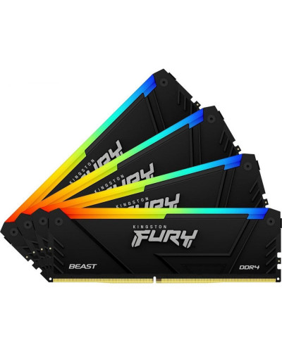 Память для настольных компьютеров Kingston FURY 128 GB (4x32GB) DDR4 3200 MHz CL16 Beast RGB Black (KF432C16BB2AK4/128)