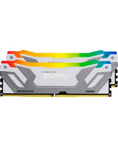 Пам'ять для настільних комп'ютерів Kingston FURY 48 GB (2x24GB) CUDIMM DDR5 8400 MHz Renegade Silver/White RGB (KF584CU40RWAK2-48)
