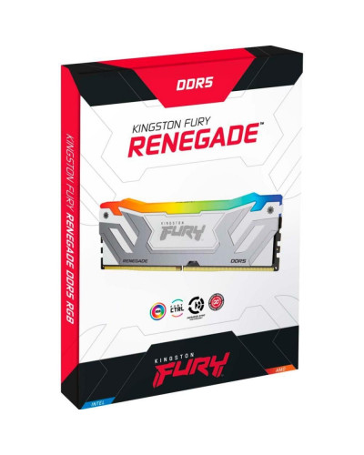 Пам'ять для настільних комп'ютерів Kingston FURY 48 GB (2x24GB) CUDIMM DDR5 8400 MHz Renegade Silver/White RGB (KF584CU40RWAK2-48)