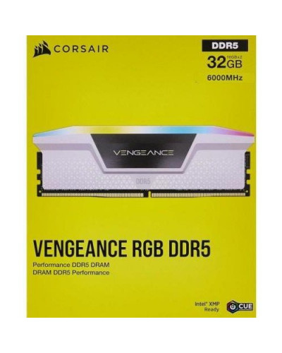 Пам'ять для настільних комп'ютерів Corsair 32 GB (2x16GB) DDR5 6000 MHz Vengeance RGB (CMH32GX5M2E6000C36W)