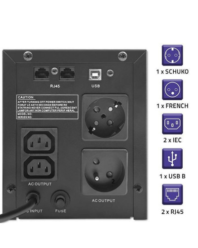 лінійно-інтерактивне ДБЖ Qoltec Monolith LCD 2000VA/1200W (53771)