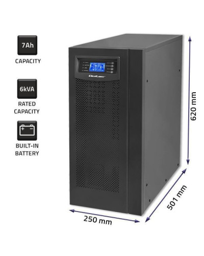 ДБЖ безперервної дії (Online) Qoltec On-line 6kVA/4.8kW (53982)