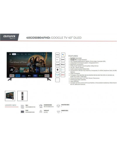 LCD телевізор (LED) Aiwa 40GO50804FHD