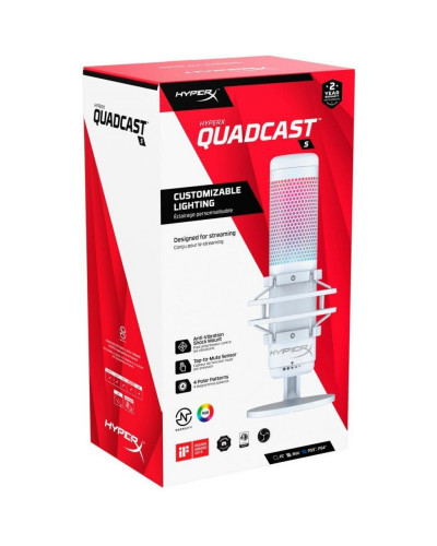 Мікрофон для ПК/ для стрімінгу, подкастів HyperX QuadCast S White (519P0AA)