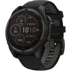 Смарт-часы Garmin Fenix 8 47mm Solar Sapphire Carbon Gray DLC Titanium w. Black/Pebble Gray S. Band (010-02906-10/11/7